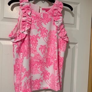 EUC Lilly Pulitzer Kailee Sleeveless Ruffle top Size Small